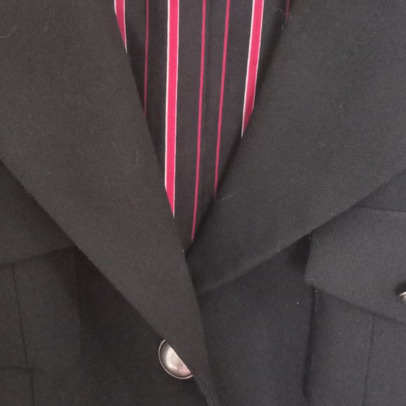 Bianca Nygard black trench coat;  silk lining, metal buttons, 3/4 length - Picture 2 of 4